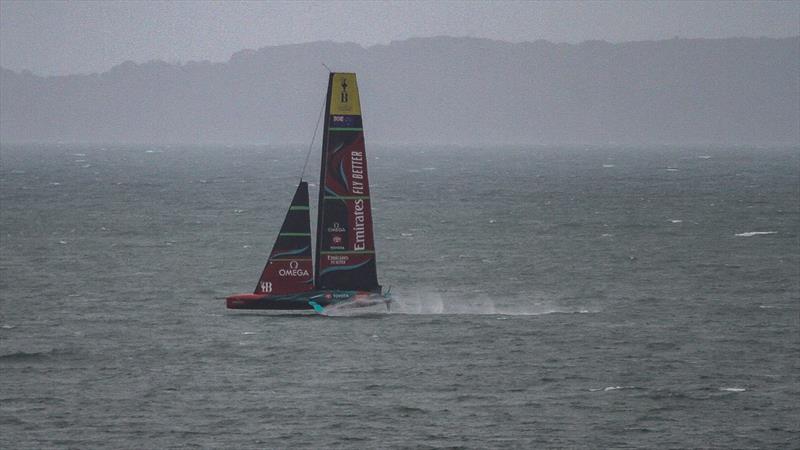 Emirates Team New Zealand - AC75 -  Hauraki Gulf - April 18, 2023 photo copyright Richard Gladwell - Sail-World.com/nz taken at Royal New Zealand Yacht Squadron and featuring the AC75 class