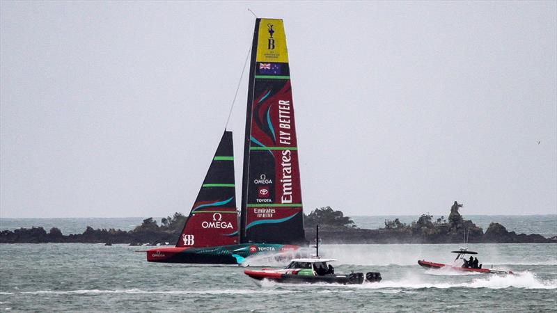 Emirates Team New Zealand - AC75 -  Hauraki Gulf - April 18, 2023 photo copyright Richard Gladwell - Sail-World.com/nz taken at Royal New Zealand Yacht Squadron and featuring the AC75 class