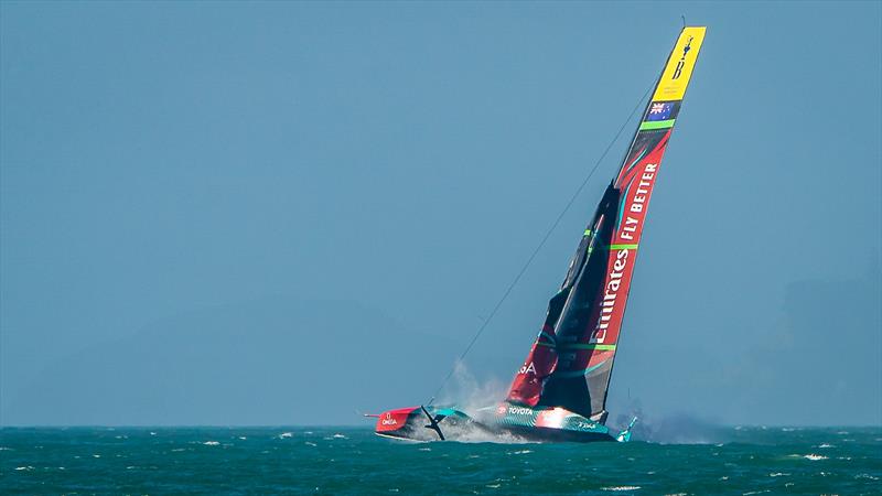 Emirates Team New Zealand - AC75 -  Hauraki Gulf - April 19, 2023 photo copyright Justin Mitchell taken at Royal New Zealand Yacht Squadron and featuring the AC75 class