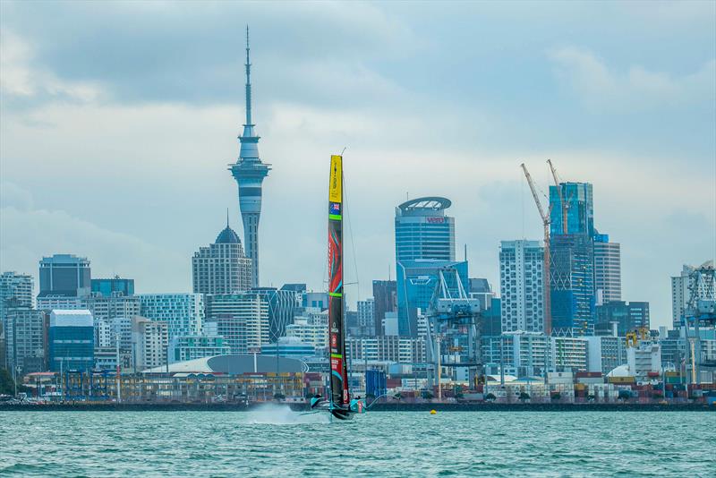 Emirates Team New Zealand - AC75 -  Day 14 - April 20, 2023 - Hauraki Gulf photo copyright Adam Mustill / America's Cup taken at Royal New Zealand Yacht Squadron and featuring the AC75 class