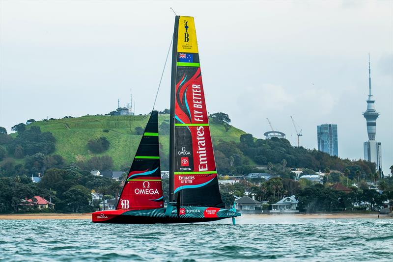 Emirates Team New Zealand - AC75 -  Day 14 - April 20, 2023 - Hauraki Gulf photo copyright Adam Mustill / America's Cup taken at Royal New Zealand Yacht Squadron and featuring the AC75 class