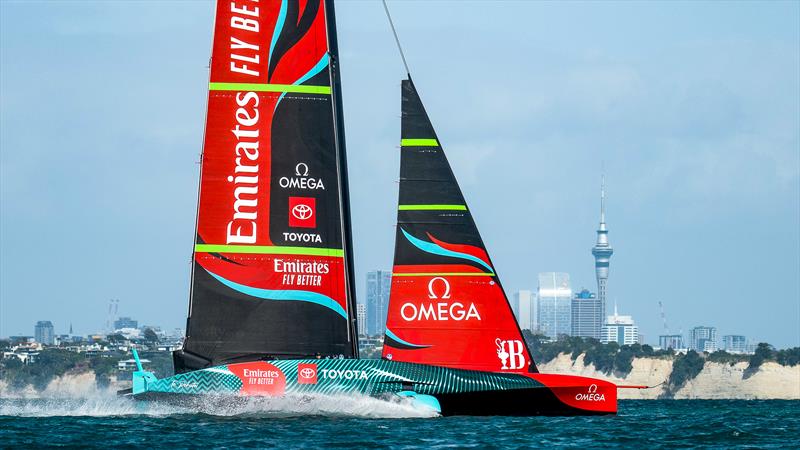 Emirates Team New Zealand - AC75 -  Day 15 - April 25, 2023 - Hauraki Gulf photo copyright Adam Mustill / America's Cup taken at Royal New Zealand Yacht Squadron and featuring the AC75 class