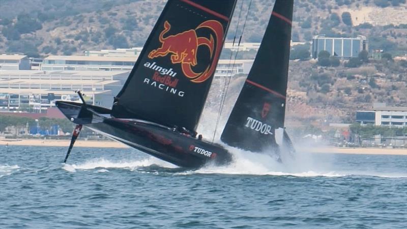 Reversing out after the nosedive - Alinghi Red Bull Racing - AC75  - Day 60 - May 5, 2023 - Barcelona - photo © Alex Carabi / America's Cup