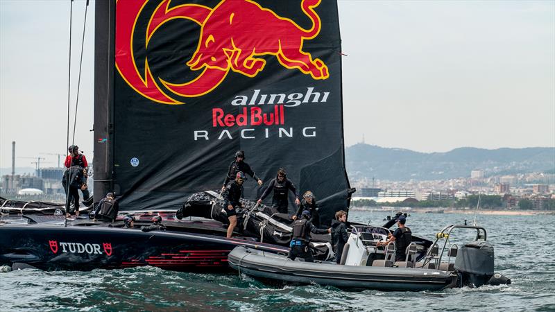 New jib comes aboard - Alinghi Red Bull Racing - AC75  - Day 60 - May 5, 2023 - Barcelona - photo © Alex Carabi / America's Cup