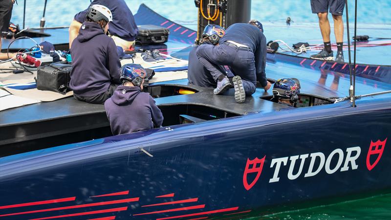 Shore crew set up the AC75 -  Alinghi Red Bull Racing - AC75  - Day 62 - May 16, 2023 - Barcelona - photo © Job Vermuelen / America's Cup