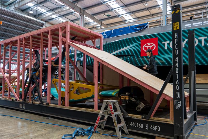 Emirates Team NZ's AC75 Te Rehutai en route for Barcelona - June 2023 photo copyright Emirates Team NZ taken at Royal New Zealand Yacht Squadron and featuring the AC75 class