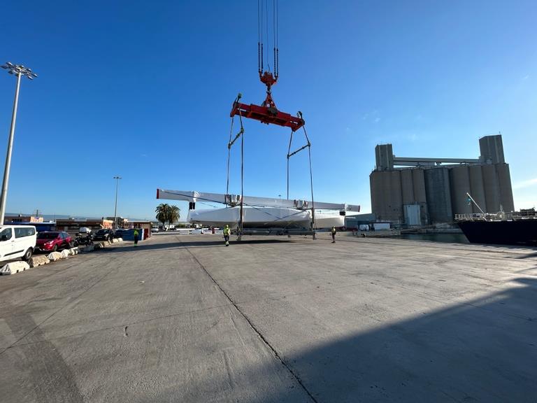 Emirates Team New Zealand's AC75 Te Rehutai arrives at their base in Barcelona after being shipped from New Zealand - July 2023 - photo © Andy Nottage, ETNZ