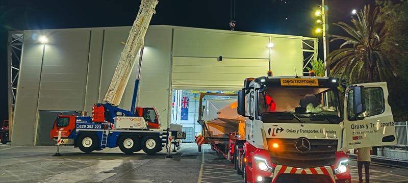 Emirates Team New Zealand's AC75 Te Rehutai arrives at their base in Barcelona after being shipped from New Zealand - July 2023 - photo © Andy Nottage, ETNZ