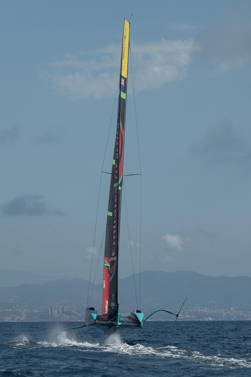 063 - Upwind stb tack sails trimming and heel angle - Emirates Team NZ - Day 33 - Barcelona - August, 15 2023 - photo © Job Vermeulen / America's Cup