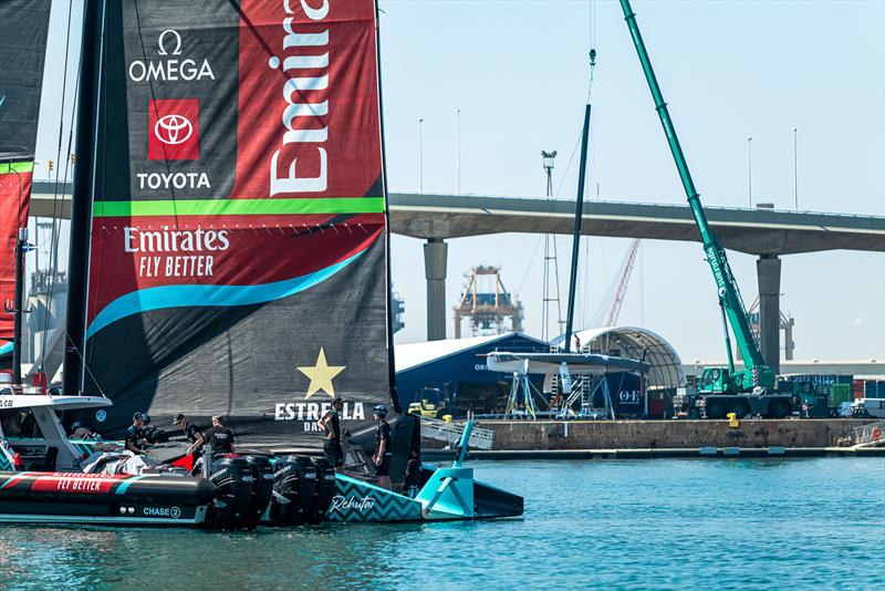 Emirates Team NZ  and Orient Express Racing Team - Day 0 - Barcelona - August 21, 2023 - photo © Job Vermeulen / America's Cup