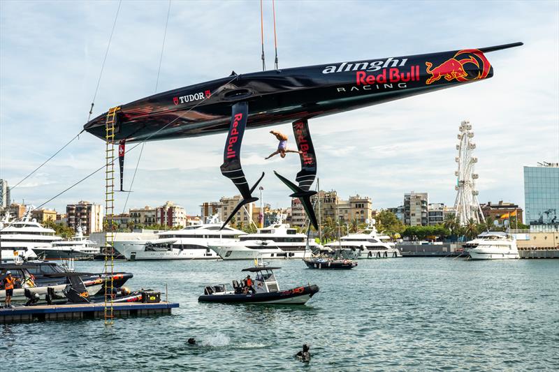 Celia Fernandez of Spain performs during the Alinghi Red Bull Racing  base opening in Barcelona, Spain on September 21, 2023 photo copyright Mihai Stetcu/Red Bull Content Pool taken at Société Nautique de Genève and featuring the AC75 class