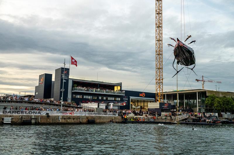 Matthias Appenzeller of Switzerland, Celia Fernandez of Spain, Rhiannan Iffland of Australia and Orlando Duque of Columbia perform during the Alinghi Red Bull Racing base opening in Barcelona, Spain on September 21, 2023 photo copyright Mihai Stetcu/Red Bull Content Pool taken at Société Nautique de Genève and featuring the AC75 class