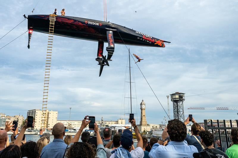 Celia Fernandez of Spain performs during the Alinghi Red Bull Racing base opening in Barcelona, Spain on September 21, 2023 photo copyright Mihai Stetcu/Red Bull Content Pool taken at Société Nautique de Genève and featuring the AC75 class