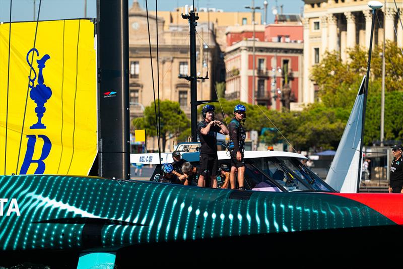 Emirates Team New Zealand - AC75 - Day 41 - Barcelona - September 30, 2023 photo copyright Ugo Fonolla / America's Cup taken at Real Club Nautico de Barcelona and featuring the AC75 class