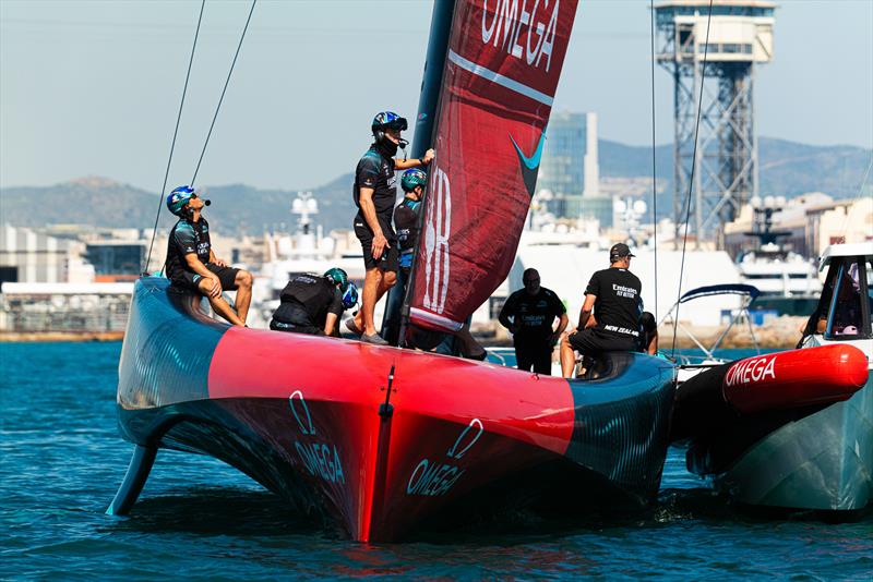 Emirates Team New Zealand - AC75 - Day 41 - Barcelona - September 30, 2023 photo copyright Ugo Fonolla / America's Cup taken at Real Club Nautico de Barcelona and featuring the AC75 class