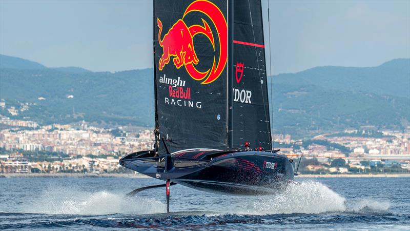 Alinghi Red Bull Racing under tow - AC75 - Day 87 - Barcelona - October 3, 2023 - photo © Paul Todd/America's Cup