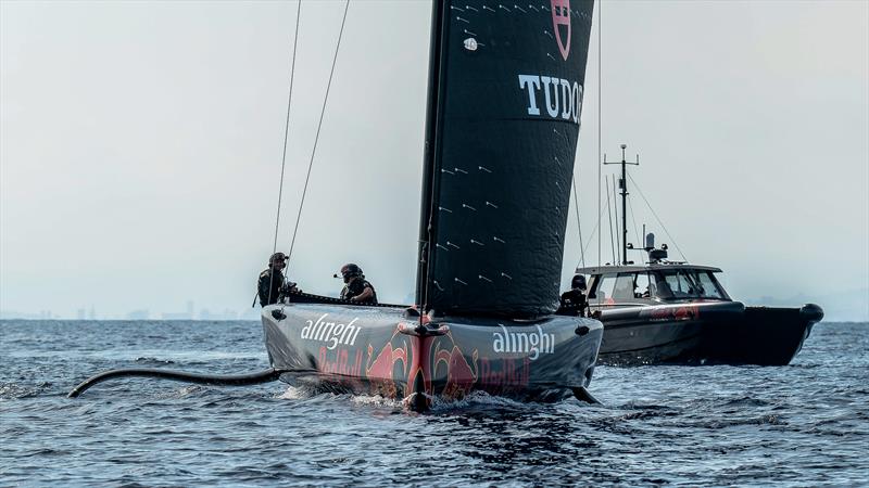 Alinghi Red Bull Racing tries to get foiling with powerful sail shapes - AC75 - Day 87 - Barcelona - October 3, 2023 - photo © Paul Todd/America's Cup