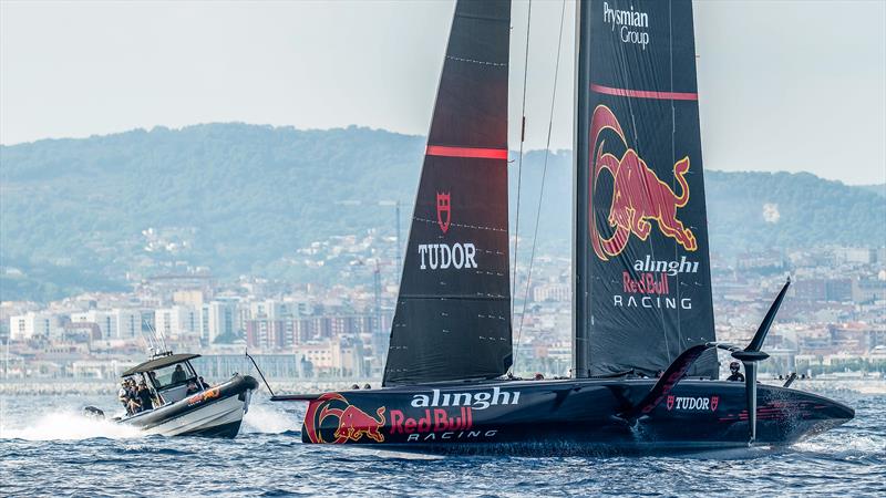 Alinghi Red Bull Racing beginning to lift off - AC75 - Day 87 - Barcelona - October 3, 2023 - photo © Paul Todd/America's Cup