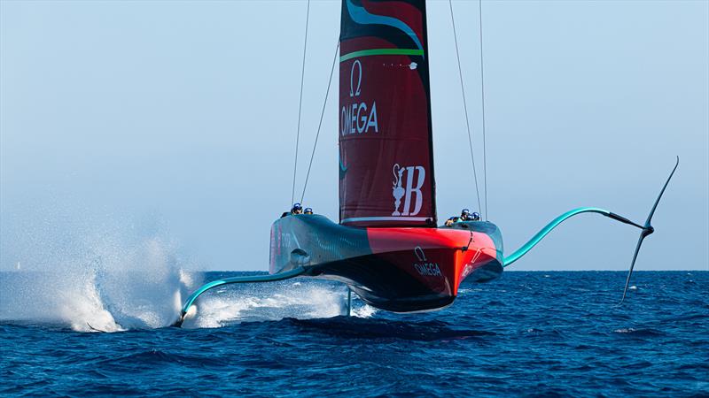 Emirates Team New Zealand - AC75 - Day 45 - Barcelona - October 9, 2023 photo copyright Ugo Fonolla / America's Cup taken at Real Club Nautico de Barcelona and featuring the AC75 class