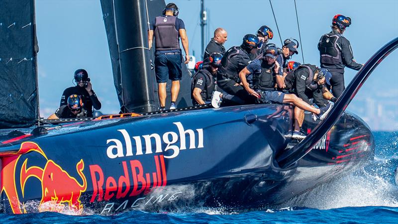 Alinghi Red Bull Racing - AC75 - Day 90 - Barcelona - October 9, 2023 photo copyright Paul Todd/America's Cup taken at Real Club Nautico de Barcelona and featuring the AC75 class