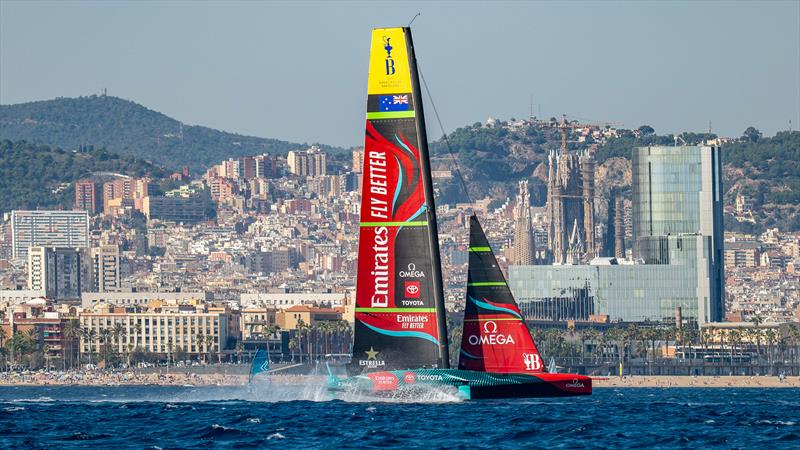 Emirates Team New Zealand - AC75 - Barcelona - October 10, 2023 photo copyright Paul Todd/America's Cup taken at Real Club Nautico de Barcelona and featuring the AC75 class