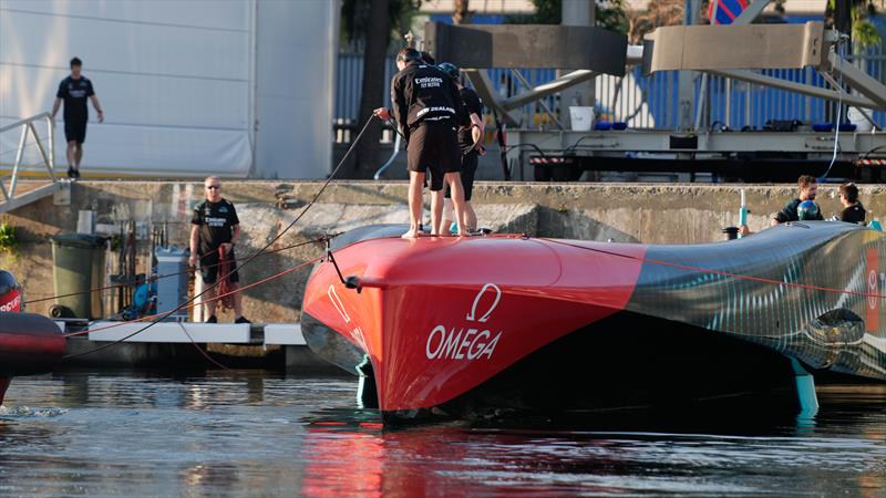 Emirates Team New Zealand - Tow test - AC75 - Day 46 - Barcelona - October 10, 2023 photo copyright Ugo Fonolla / America's Cup taken at Real Club Nautico de Barcelona and featuring the AC75 class