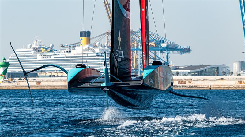 Emirates Team New Zealand - AC75 - Day 47 - Barcelona - October 11, 2023 photo copyright Ugo Fonolla / America's Cup taken at Real Club Nautico de Barcelona and featuring the AC75 class