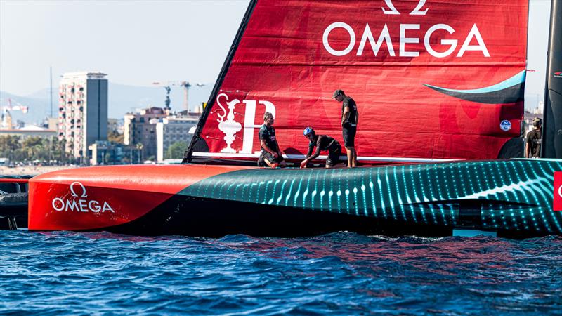 Emirates Team New Zealand - AC75 - Day 47 - Barcelona - October 11, 2023 photo copyright Ugo Fonolla / America's Cup taken at Real Club Nautico de Barcelona and featuring the AC75 class