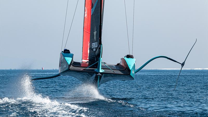 Emirates Team New Zealand - AC75 - Day 47 - Barcelona - October 11, 2023 photo copyright Ugo Fonolla / America's Cup taken at Real Club Nautico de Barcelona and featuring the AC75 class