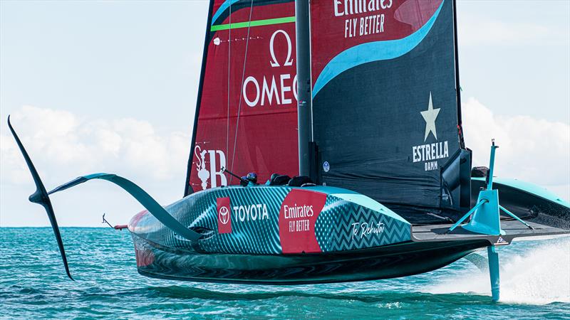 Emirates Team New Zealand - AC75 - Day 51 - Barcelona - October 21, 2023 photo copyright Ugo Fonolla / America's Cup taken at Real Club Nautico de Barcelona and featuring the AC75 class