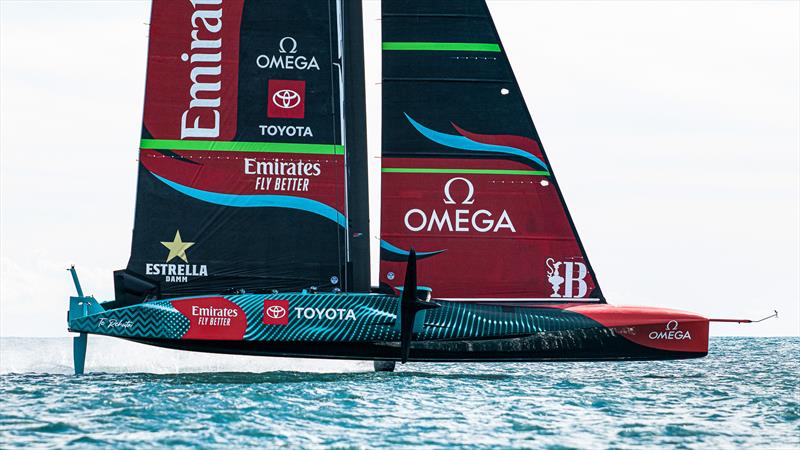 Emirates Team New Zealand - AC75 - Day 51 - Barcelona - October 21, 2023 photo copyright Ugo Fonolla / America's Cup taken at Real Club Nautico de Barcelona and featuring the AC75 class