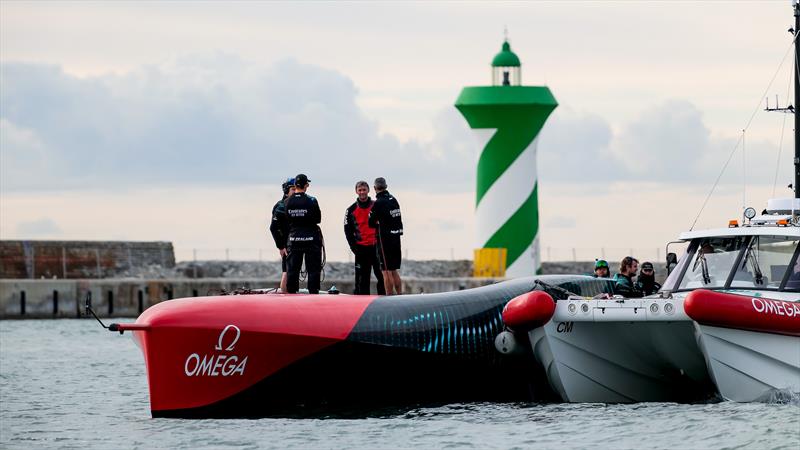 Emirates Team New Zealand - AC75 - Day 51 - Barcelona - October 21, 2023 photo copyright Ugo Fonolla / America's Cup taken at Real Club Nautico de Barcelona and featuring the AC75 class