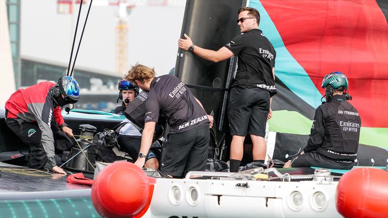 Emirates Team New Zealand - AC75 - Day 53 - Barcelona - October 23, 2023 photo copyright Ugo Fonolla / America's Cup taken at Real Club Nautico de Barcelona and featuring the AC75 class