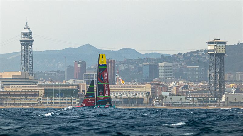 Emirates Team New Zealand - AC75 - Day 53 - Barcelona - October 23, 2023 photo copyright Ugo Fonolla / America's Cup taken at Real Club Nautico de Barcelona and featuring the AC75 class