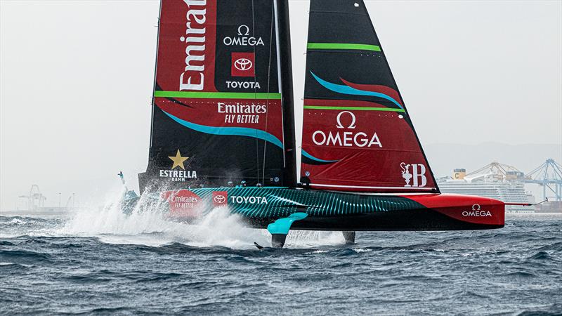 Emirates Team New Zealand - AC75 - Day 53 - Barcelona - October 23, 2023 photo copyright Ugo Fonolla / America's Cup taken at Real Club Nautico de Barcelona and featuring the AC75 class