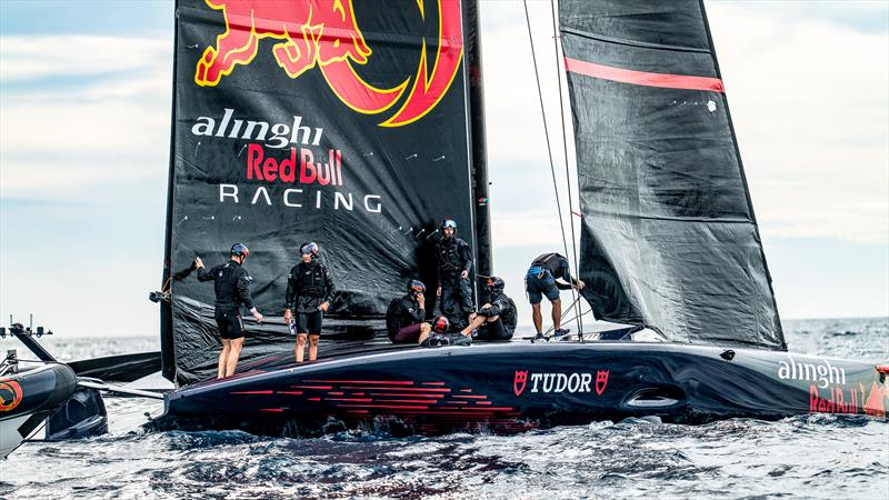 Alinghi Red Bull Racing - AC75 - Day 99 - Barcelona - October 26, 2023 photo copyright Paul Todd/America's Cup taken at Real Club Nautico de Barcelona and featuring the AC75 class