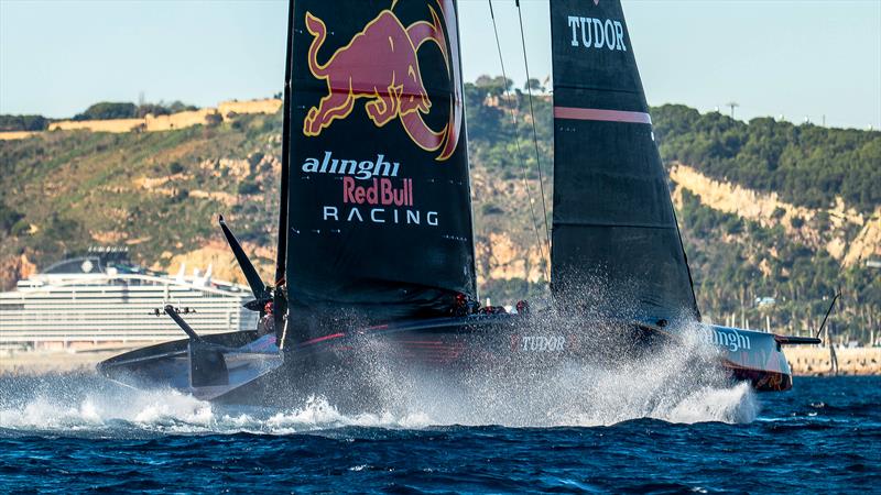 Alinghi Red Bull Racing - AC75 - Day 100 - Barcelona - October 27, 2023 photo copyright Paul Todd/America's Cup taken at Real Club Nautico de Barcelona and featuring the AC75 class