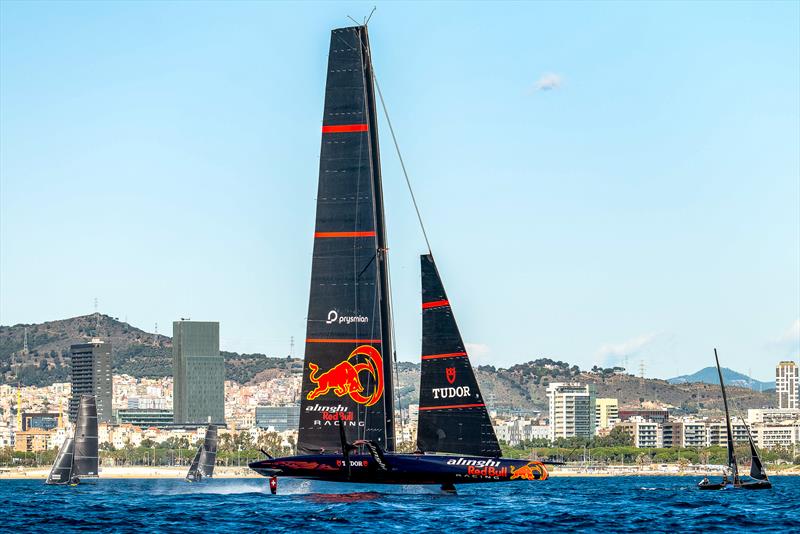Alinghi Red Bull Racing - AC75 - Day 100 - Barcelona - October 27, 2023 photo copyright Paul Todd/America's Cup taken at Real Club Nautico de Barcelona and featuring the AC75 class