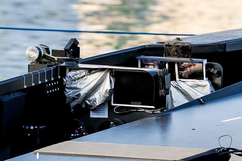 Helm and trimmer cockpit close-up - American Magic - AC75 - Day 56 - Barcelona - December 6, 2023 - photo © Ugo Fonolla / America's Cup