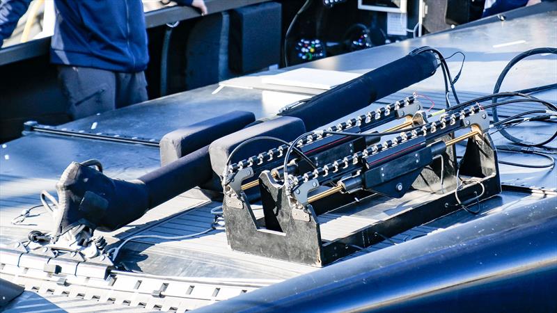 Mini boom and mainsheet control - American Magic - AC75 - Day 70 - Barcelona - January 22, 2023 - photo © Ugo Fonolla / America's Cup