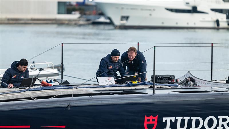 The FCS test crew - Alinghi Red Bull Racing - AC75 - Day 111 - Barcelona - January 23, 2024 photo copyright Job Vermeulen / America's Cup taken at Société Nautique de Genève and featuring the AC75 class