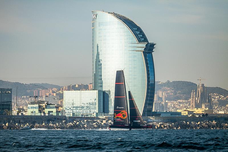 Alinghi Red Bull Racing - AC75 - Day 117 - Barcelona - February 7, 2024 photo copyright Alex Carabi / America's Cup taken at Société Nautique de Genève and featuring the AC75 class