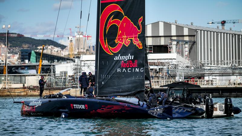 Alinghi Red Bull Racing - AC75 - Day 120 - Barcelona - February 26, 2024 photo copyright Alex Carabi / America's Cup taken at Société Nautique de Genève and featuring the AC75 class