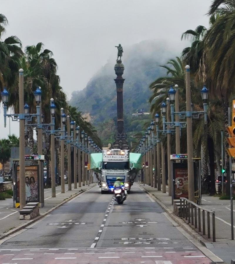 INEOS Britannia's AC75 completes 1,000 mile journey from Northamptonshire to Barcelona photo copyright INEOS Britannia taken at  and featuring the AC75 class