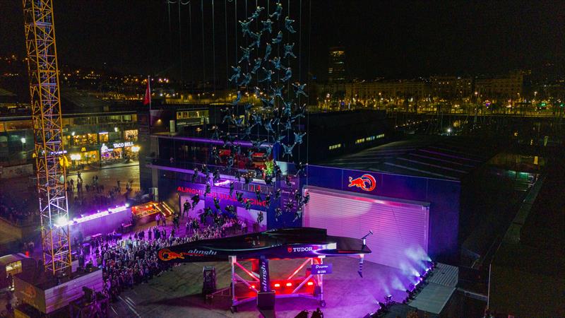 Alinghi Red Bull Racing and La Fura Dels Baus, Catalan urban theatre troupe, seen at the unveiling of BoatOne in Barcelona, Spain - April 5, 2024 - photo © Olaf Pignataro / Alinghi Red Bull Racing