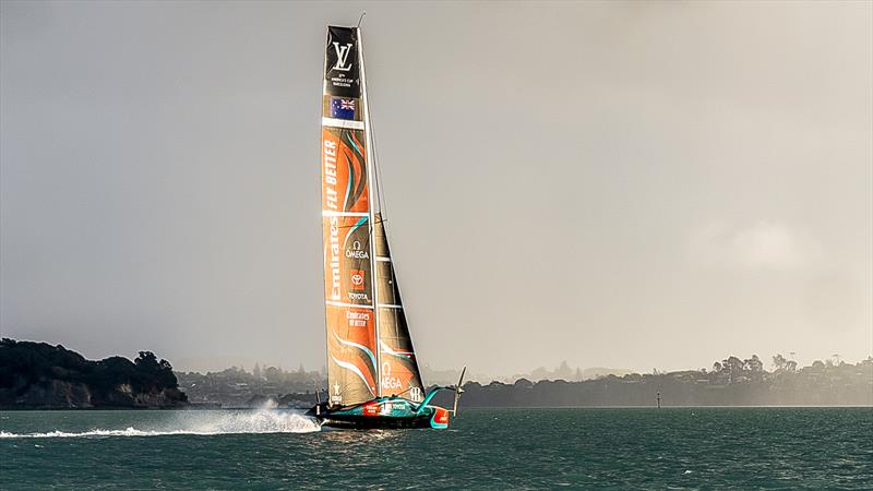 Emirates Team New Zealand- AC75 - Day 1 - April 12, 2024 - Auckland photo copyright Hamish Hooper/Emirates Team NZ taken at Royal New Zealand Yacht Squadron and featuring the AC75 class