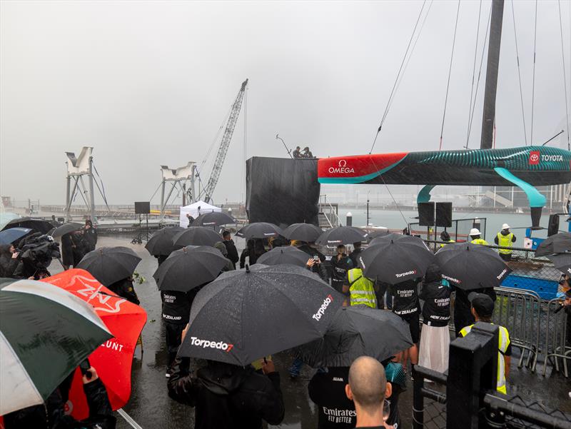 Emirates Team New Zealand Naming Ceremony for their third AC75 Taihoro -  ETNZ base - Auckland - April 18. 2024 - photo © James Somerset/Emirates Team NZ