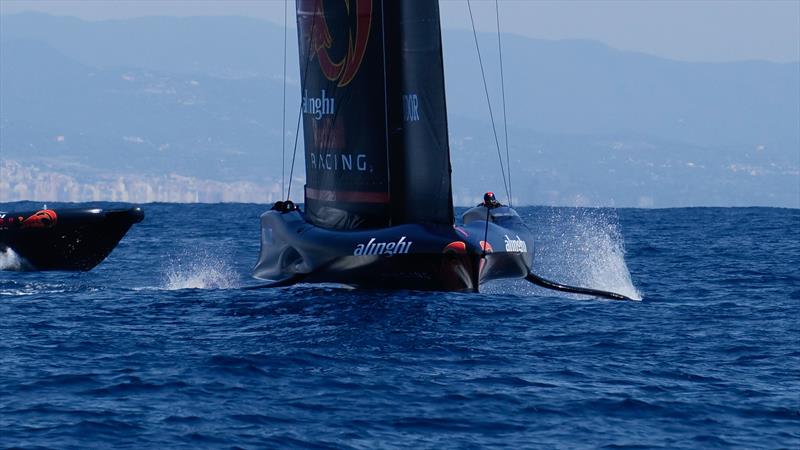 About to fully lift-off - Alinghi Red Bull Racing- AC75 - Day 6 - April 24, 2024 - Barcelona photo copyright Ugo Fonolla / America's Cup taken at Société Nautique de Genève and featuring the AC75 class