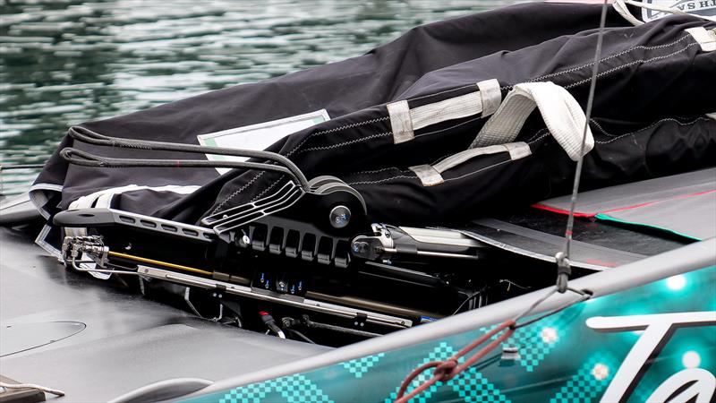 Mainsheet system - Emirates Team New Zealand- AC75 - Day 9 - April 25, 2024 - Auckland photo copyright Sam Thom / America's Cup taken at Royal New Zealand Yacht Squadron and featuring the AC75 class