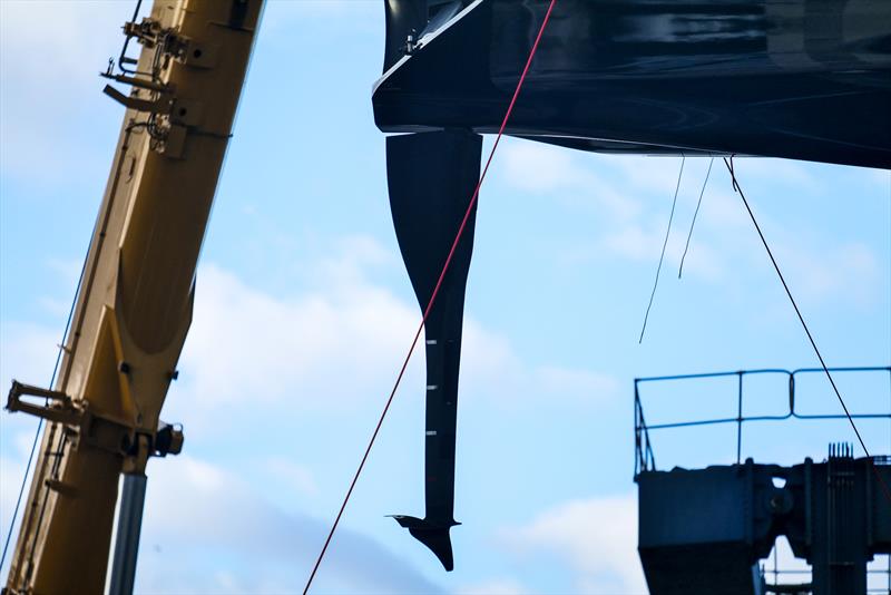 Rudder is right back in the boat - American Magic - AC75 - Day 1 - May 7, 2024 - Barcelona - photo © Alex Carabi / America's Cup